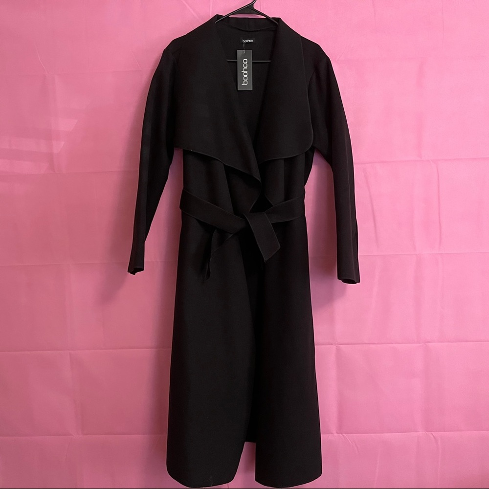 Black Wool trench by Boohoo